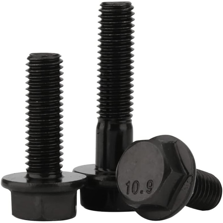 Set 10 suruburi flens M8 x 35 mm, otel aliat 10.9, rezistent la coroziune, cu filet partial