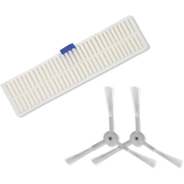 Set 3 piese accesorii aspirator Rowenta Explorer 60, perii laterale, filtru eficient, alb/gri