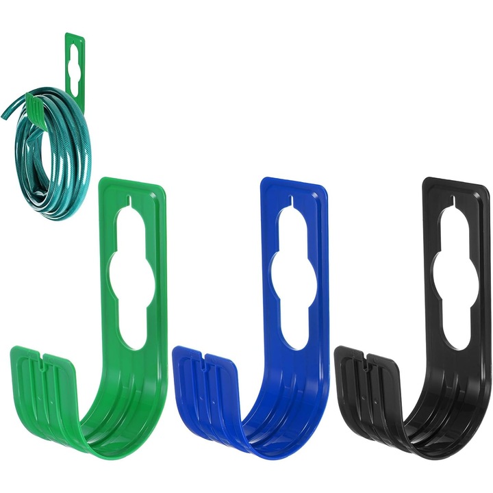 3 db kerti tömlőtartó készlet, ABS, falra szerelhető, 45 m-es tömlőhöz, mérete 7,5x22,5 cm