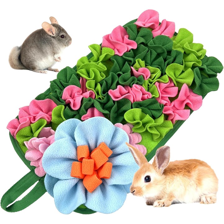 Covor de cautare pentru caini si animale mici, 25x45cm, floral, din fleece, lavabil