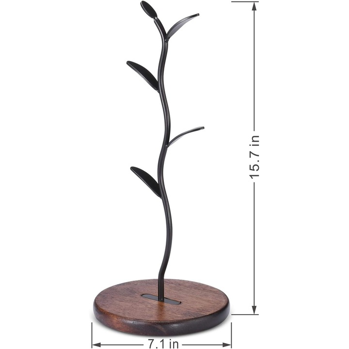 Italtartó, bögre tartó, konyhai rendszerező, fekete, egysoros