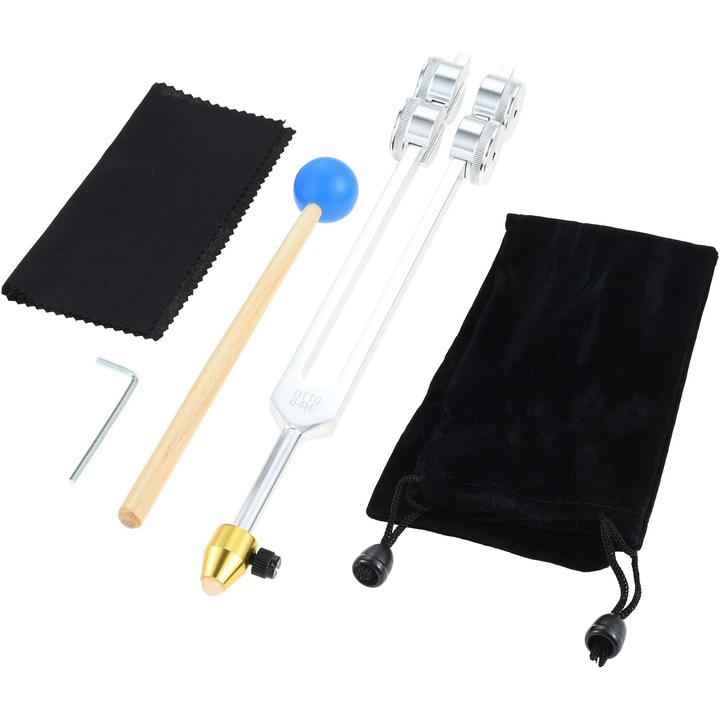 Diapazon ponderat de 64 Hz, aluminiu, cu hamera din silicon, extensie din cristal, husa, carpa de curatare, cheie Allen