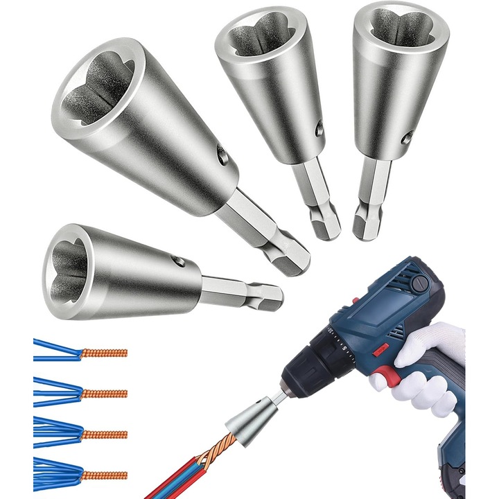 Instrument de rasucire a sarmei pentru masina de gaurit, multifunctional, 2-5 functionalitati, 1/4 tija hexagonala, aluminiu, 2,5/4/6 mm