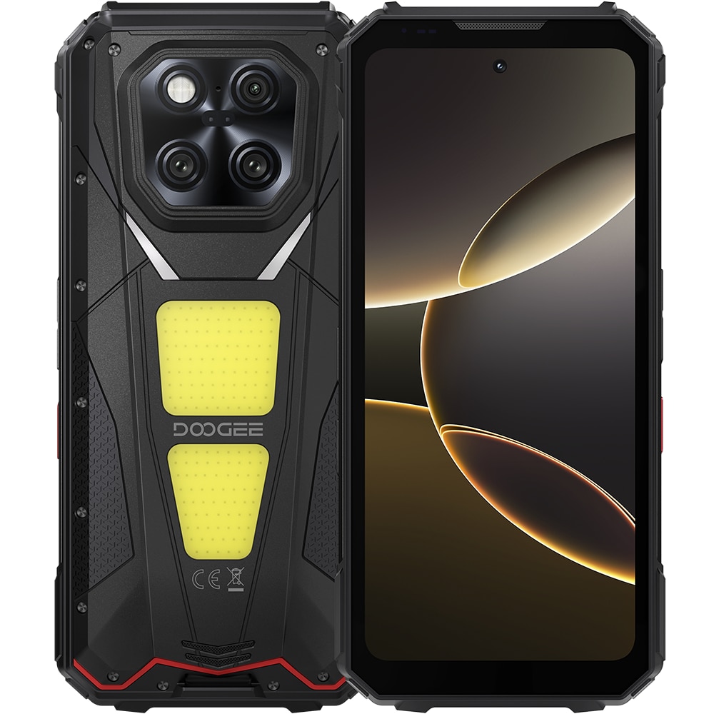 Telefon mobil Doogee V Max Play HD Portable Projector, 5G, Dual SIM, 6.78-inch IPS 120Hz, Octa-Core Dimensity 7300, 36GB RAM, 512GB, NFC, Baterie 20500mAh, RGB Light, IP68/IP69K, Android 15, Armor Black