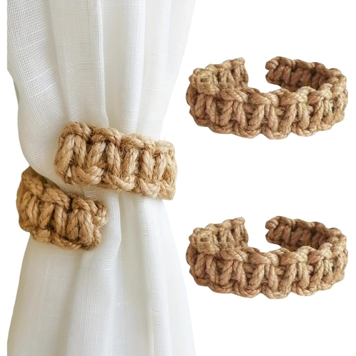 Banda de perdea din in natural, set de 10, 1,9cm x 22,8cm, multicolor