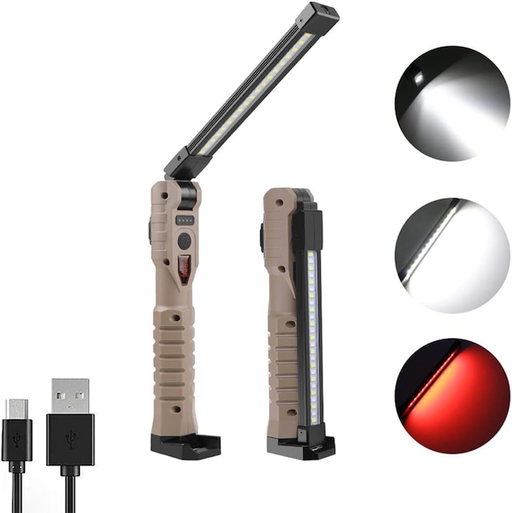 Lampa de lucru multifunctionala, 2000 lumeni, 7 moduri, rezistenta la apa, portabila, 180° ajustabila