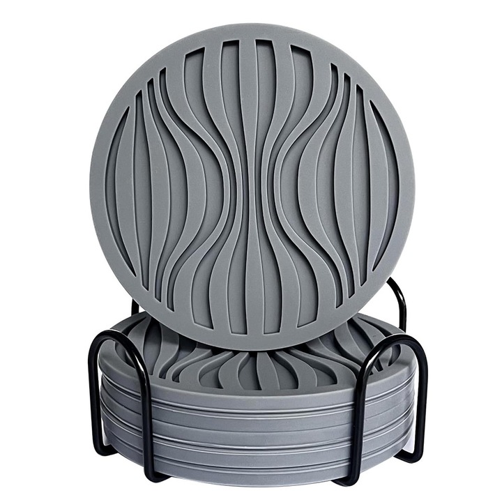 6 darabos szilikon poháralátét készlet, csúszásmentes, hőálló, többszínű