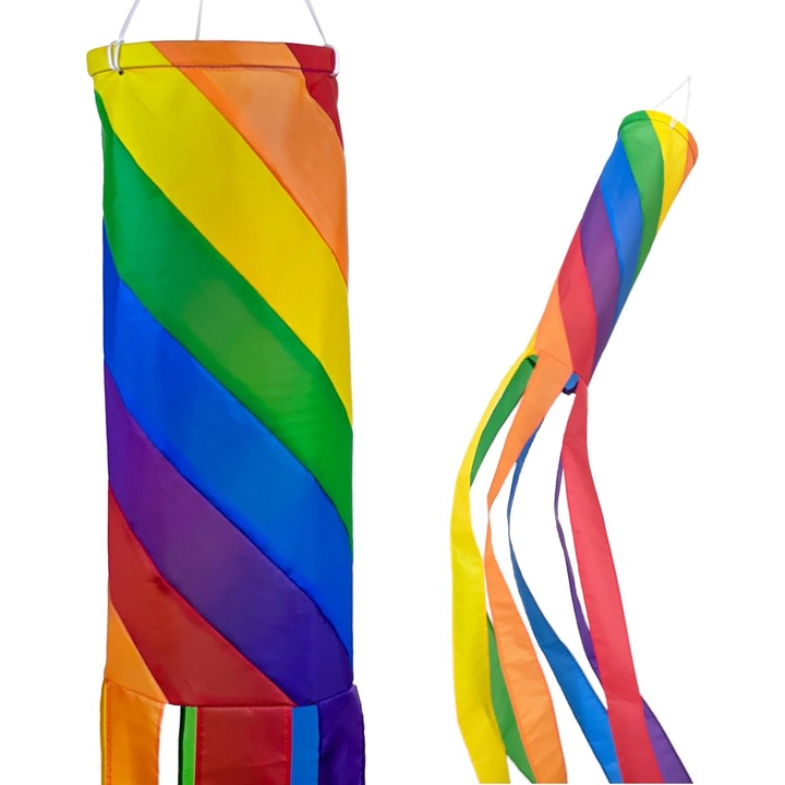 Szivárvány spirál zászló 88cm, tartós kültéri dekoráció, sokszínű, kerti kiegészítők