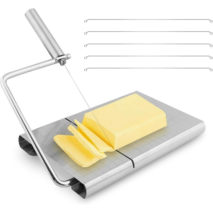 Feliator branza inox cu scara si 5 fire de rezerva, 20x10cm