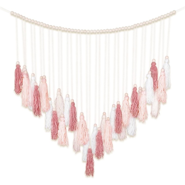 Macrame wandhanger Boho, decoratiune, roz, 100x80cm