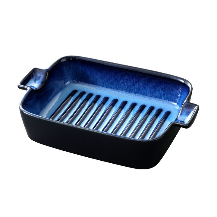 Farfurie ceramica multifunctionala, 23x23cm, albastra, set