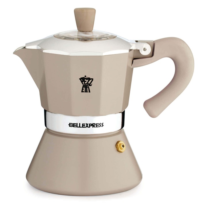 Kávéfőző tűzhelyre, Pezzetti Bellexpress, 6 csésze, alumínium, bézs