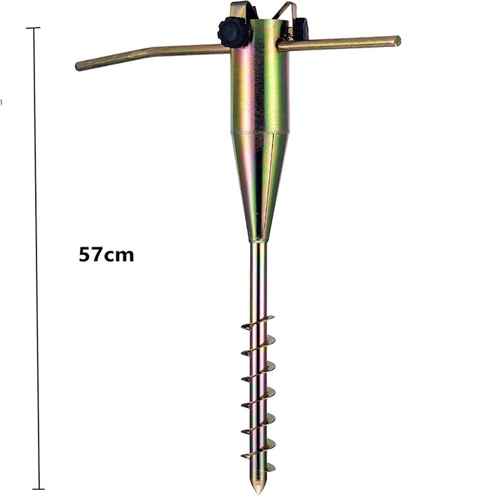 Suport de parasol metalic, 57 cm, ancora cu tija de varf, pentru plaja