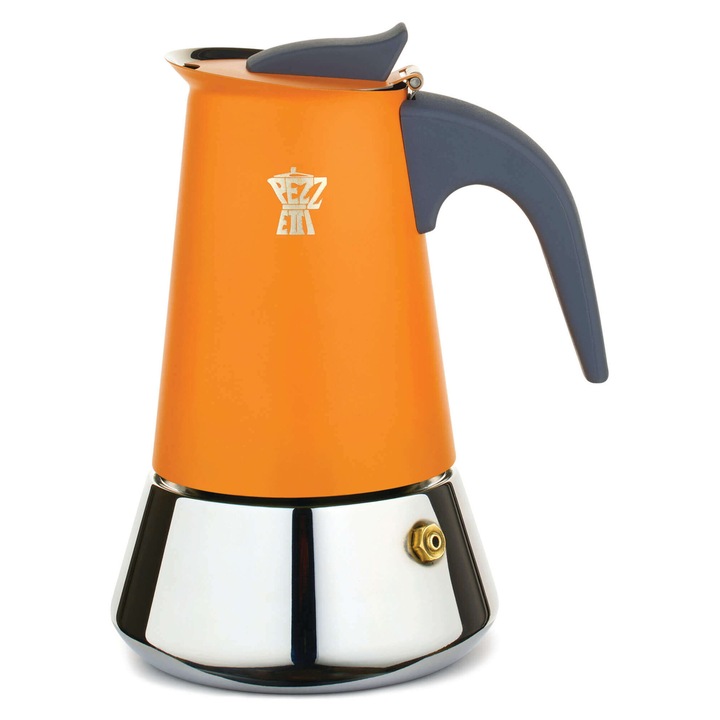 Kávéfőző tűzhelyre, Pezzetti, Acél, 2 csésze, Narancssárga/Ezüst