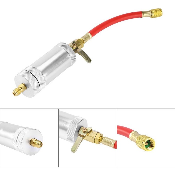 Injector ulei 2oz R134A R12 R22 pentru A/C, metalic, compatibil cu echipamente de vidare sau umplere