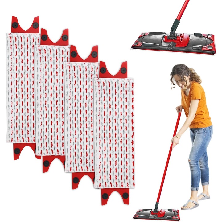 Set 4 huse de inlocuire pentru mop Vileda 1-2 Spray, microfibra, 36x13cm, reutilizabile