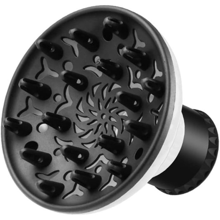 Univerzális diffúzor hajszárítóhoz, 3,8-7,1 cm, polikarbonát, hajvédő, gyors szárítás, fekete