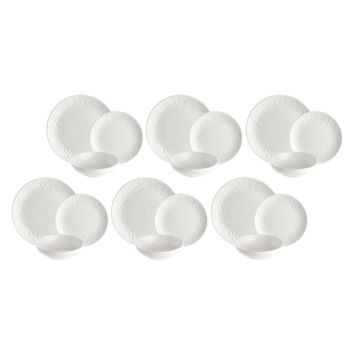 Комплект 18 чинии La Porcellana Bianca, бял, за 6 души, елегантен дизайн