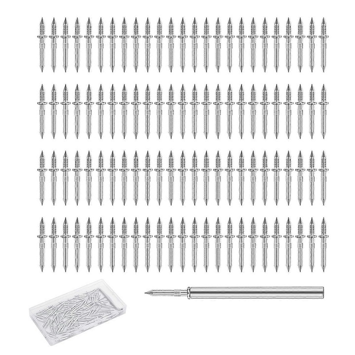 Set cuie metalice cu capete duble, 100 bucati, rezistente la rugina, 60mm