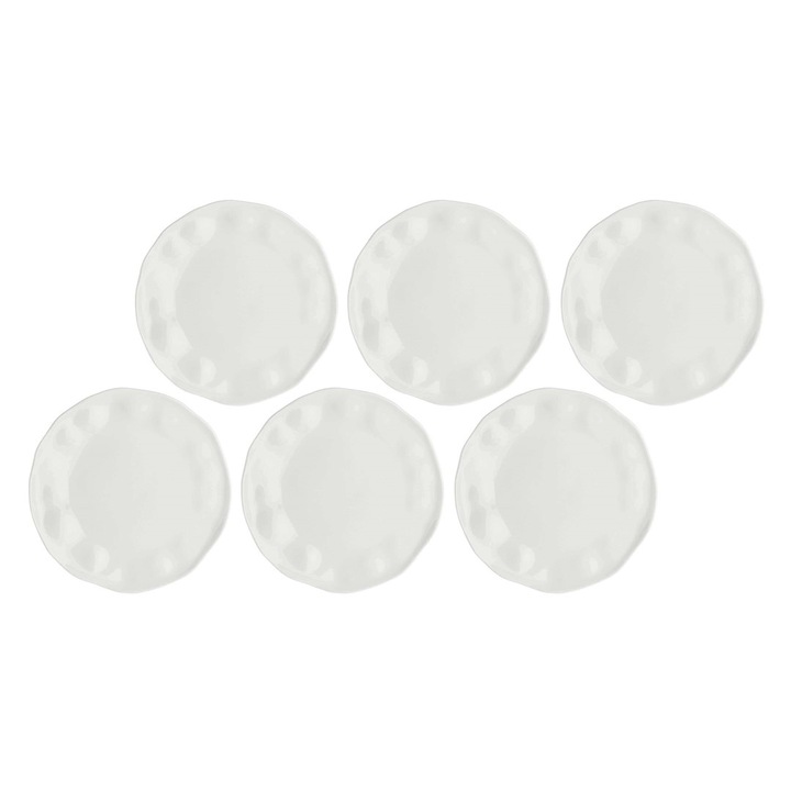 Lunia 6 darabos tányérkészlet, 28 cm, fehér porcelán, elegáns design, mosogatógépben és mikrohullámú sütőben is használható