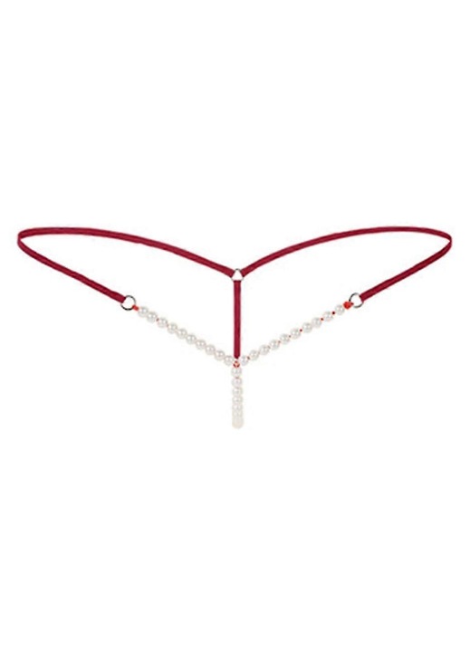 Szexi bugyi, gyöngyös tanga, piros, csipke, női fehérnemű, egy méret, INTL