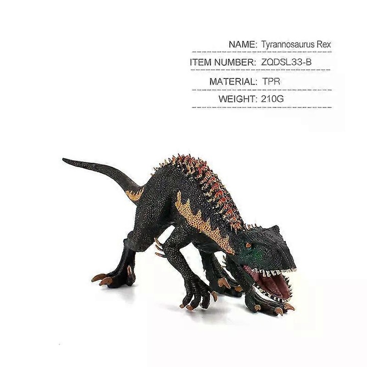 Figurina Indominus Rex, model de dinozaur, PVC, dimensiuni 13.3x1x13.3cm, model static cu mandibula mobila