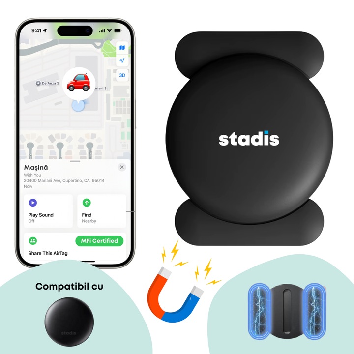 Carcasa Magnetica din Silicon - Compatibila cu Dispozitiv Anti-Pierdere STADIS™ T11-Pro, Negru