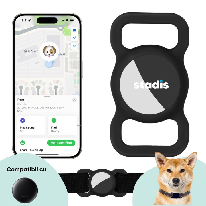 Carcasa din Silicon pentru Animale - Compatibila cu Dispozitiv Anti-Pierdere STADIS™ T11-Pro, Negru