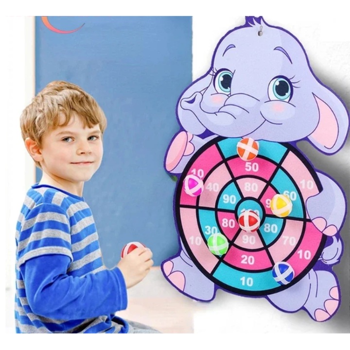 Jucarie Montessori pentru Copii 2–4 Ani – Tabla de Darts cu Animale si Bile Adezive – Joc Interactiv de Familie, Educational pentru Bebelusi