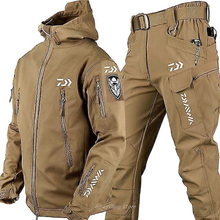 Costum de pescuit pentru barbati, rezistent la vant si apa, tip soft shell, L