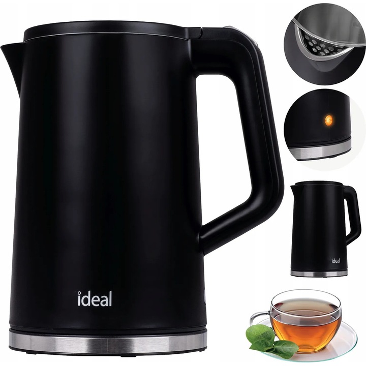 Fierbator electric fara fir Ideal, 1,7L, izolat, silentios, inox, CoolTouch