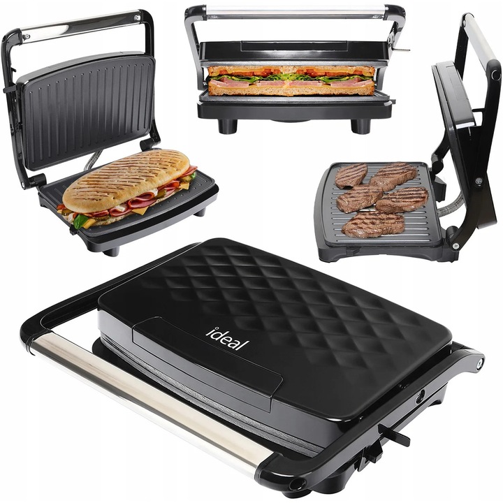 Grill electric ELDOM Ideal IK1700, 1600W, placi 23x15cm, negru