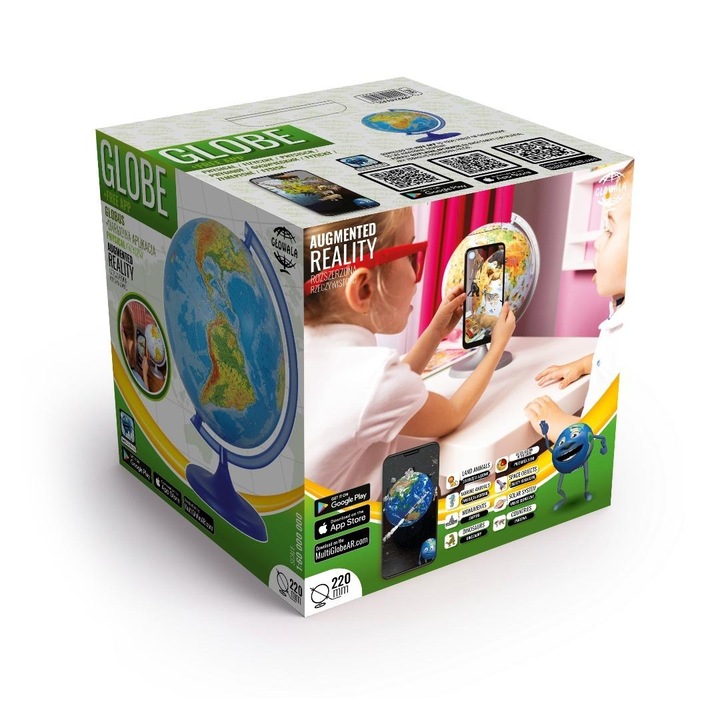 Globus fizic ZACHEM 22cm, set cu aplicatie pentru telefon sau tableta