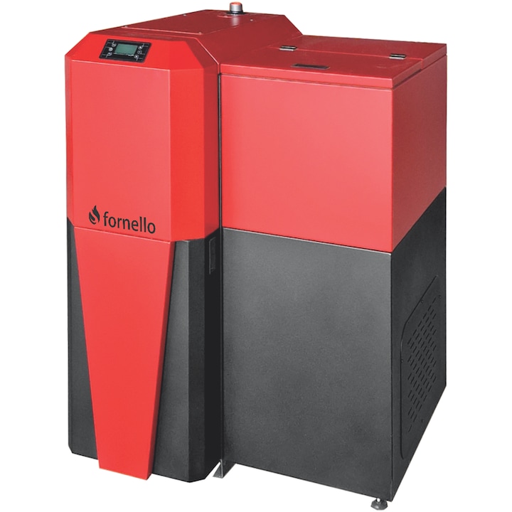 Set Centrala mixta Lemn/Pelet Fornello Tera 28 kW, cos inox, boiler, termostat, aspirator, pompa, vas expansiune, fitinguri, aprindere automanta la peleti, buncar peleti 95 kg, creuzet fonta, curatarea facila, pentru 180 mp
