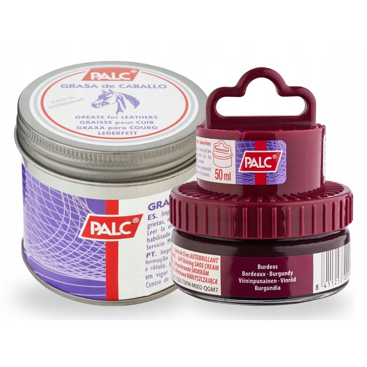 Set 2 in 1, crema pentru piele impermeabila, 50 ml, 40+35 ml, crema pentru renovarea incaltamintei, crema pentru pantofi trekking, visiniu, setul include: crema pasta 50 ml, crema 40+35 ml, material: ceara, renovare eficienta, protectie impotriva