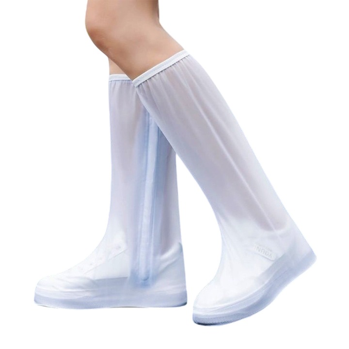 Protectie Impermeabila Incaltaminte pentru Ploaie si Noroi, Marime S 34-35, cu Fermoar si Capsa, Antiderapanta, Alb