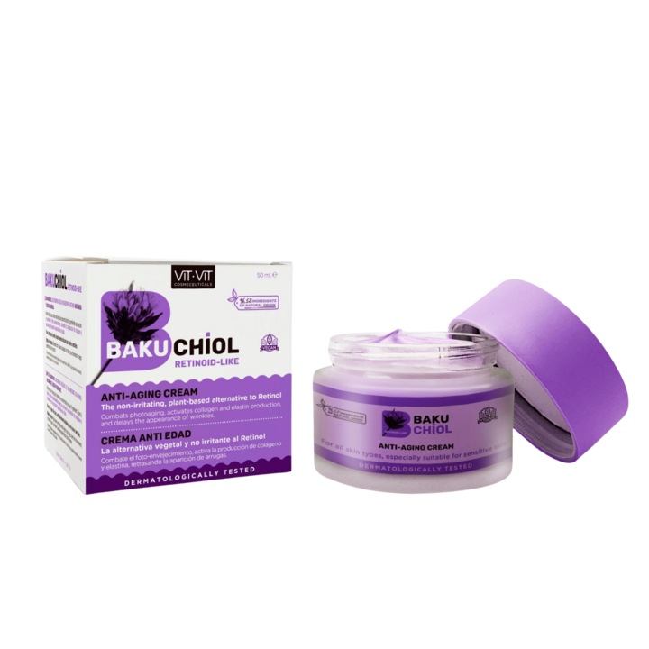 Анти-ейдж крем с бакучиол и хиалуронова киселина Vit-Vit – Растителен ретинол за стегнатост и хидратация, 50 мл