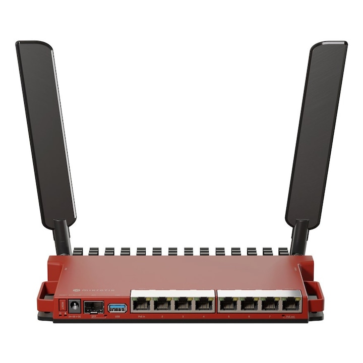 Router WiFi Mikrotik L009UiGS-2HaxD-IN, 2,4 GHz, 8 Ethernet port, piros