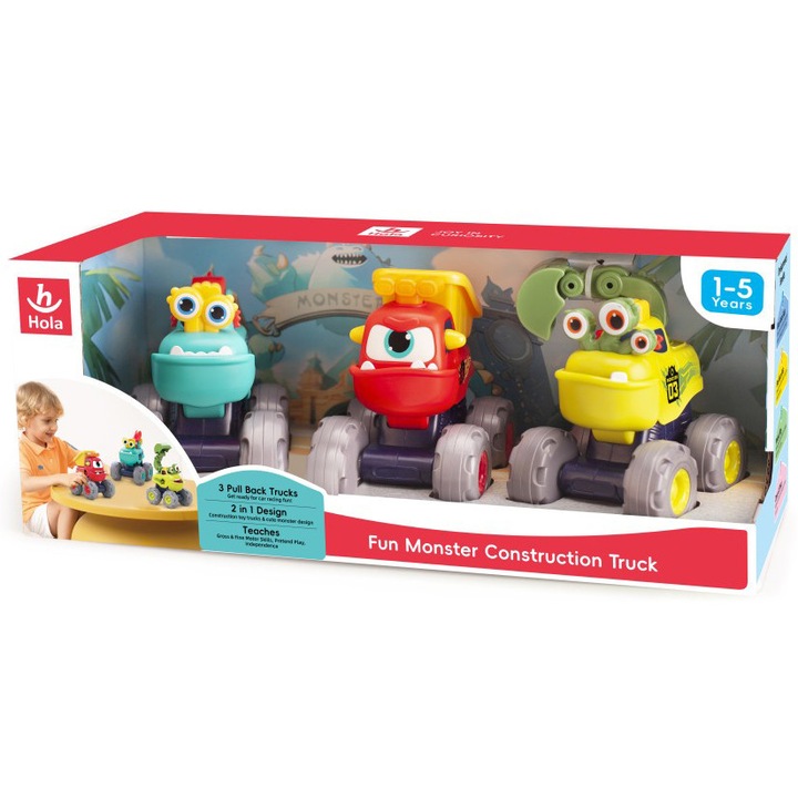 Комплект от 3 колички Hola - Забавни чудовища