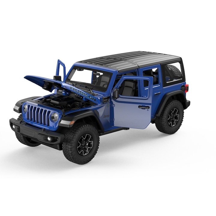 Masinuta diecast Rastar - Jeep Wrangler Rubicon 4XE, albastru, 1:32