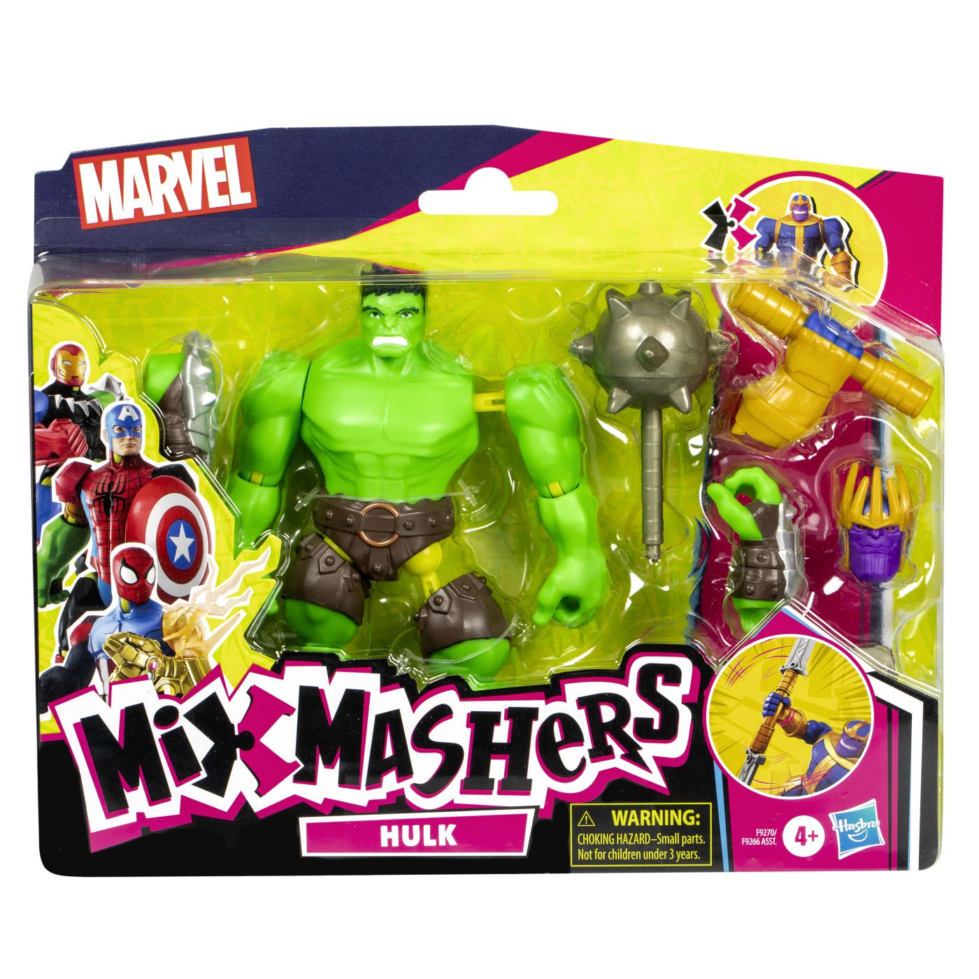 Figurina Marvel Mix Mashers - Hulk, cu accesorii, 12 cm