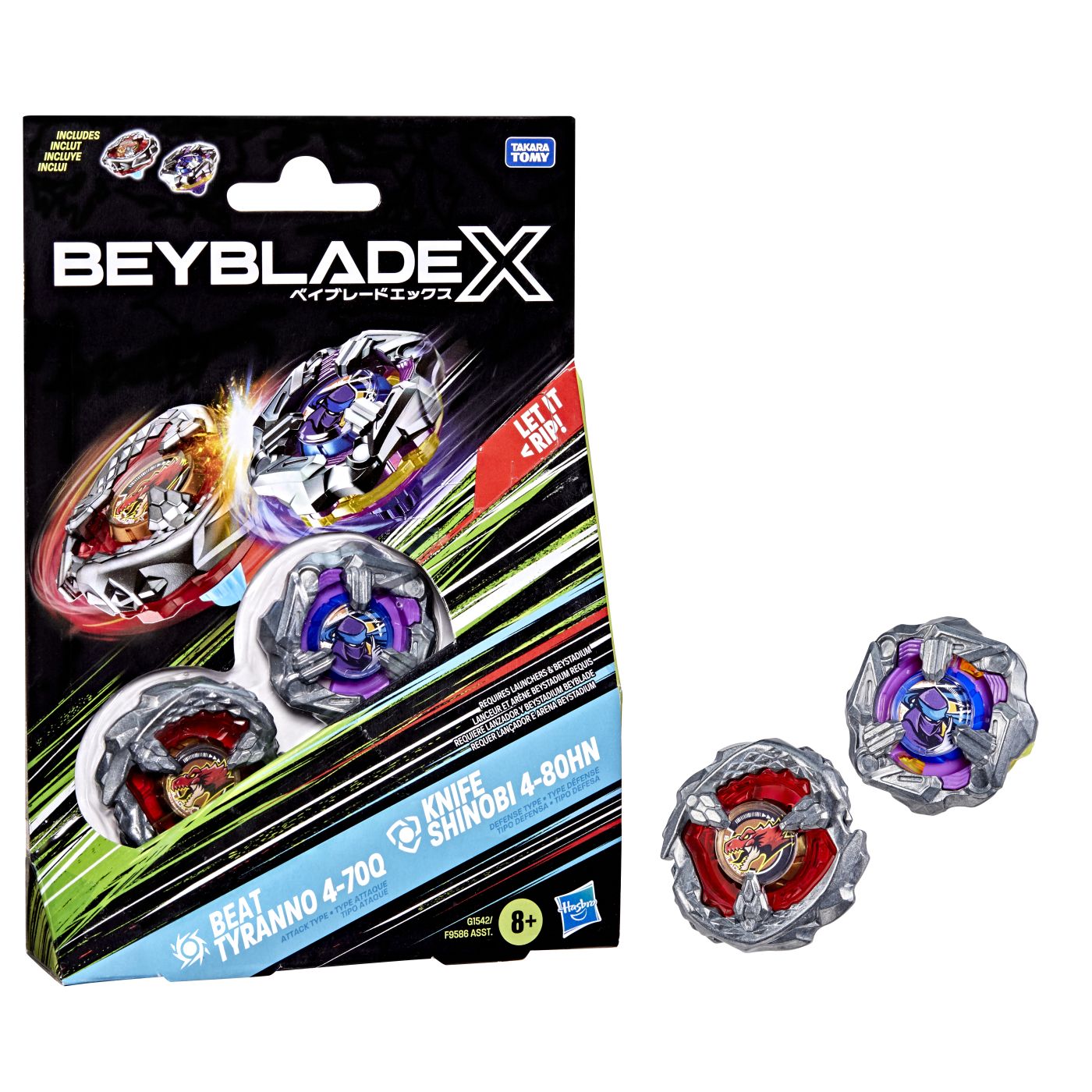 Set duo Beyblade X - Beat Tyranno 4-70Q si Knife Shinobi 4-80HN