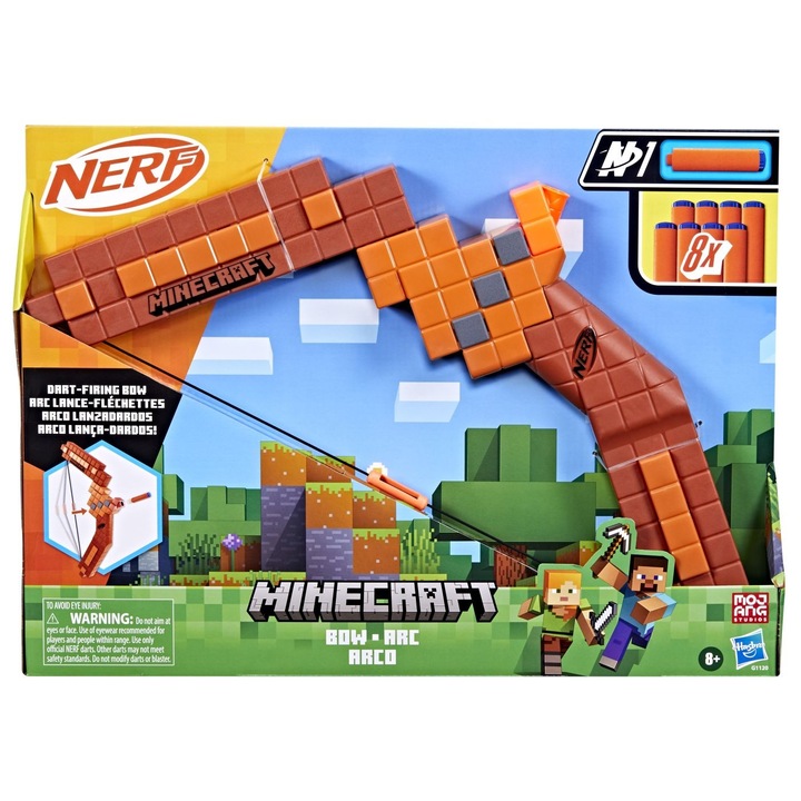 Лък Nerf - Minecraft, 8 снаряда