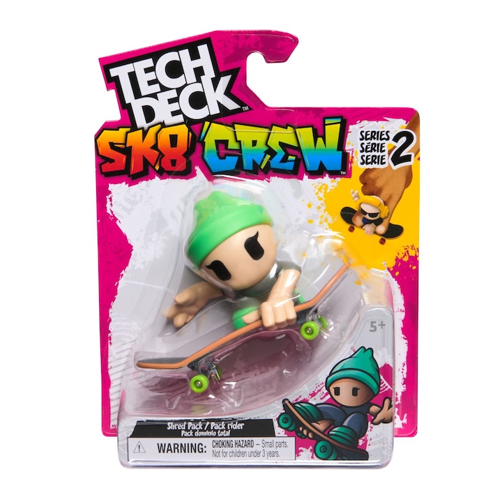 Set Tech Dech Sk8 Crew - Placa si figurina 9.6 cm, Sapca verde