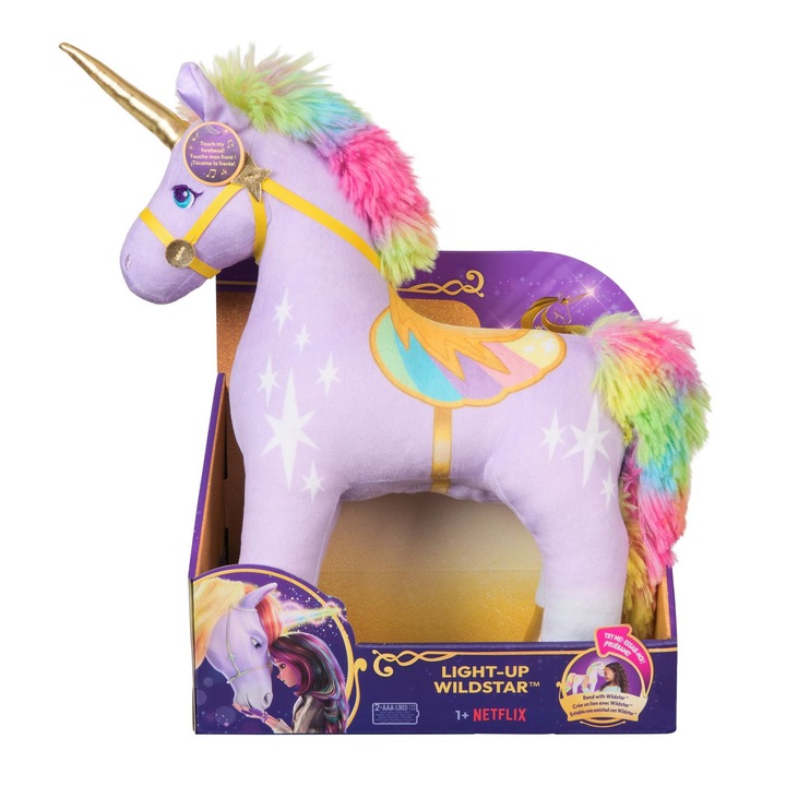 Jucarie de plus Unicorn Academy - Unicornul Wildstar, cu lumini, 38 cm