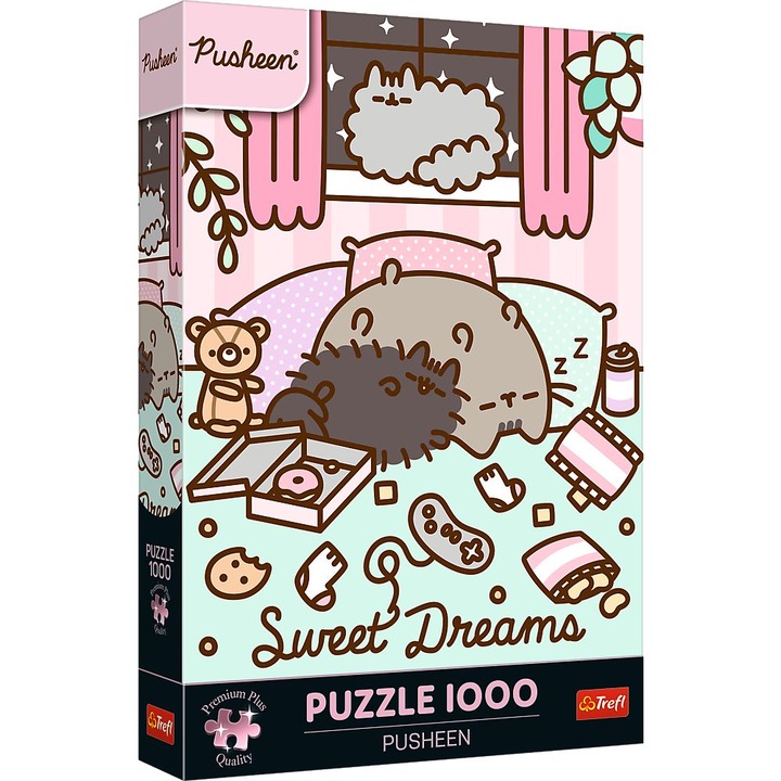 Puzzle Trefl Premium Plus - Pusheen, Vise placute, 1000 piese