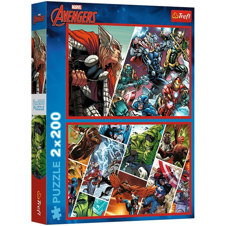 Пъзел Trefl, 2 в 1, Marvel Avengers, Defenders of the World, 2x200 части