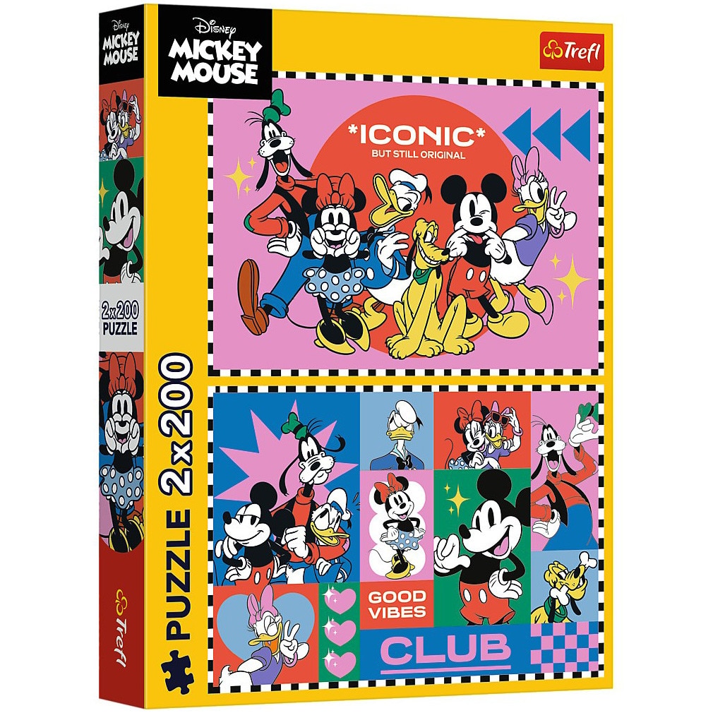 Puzzle Trefl 2 in 1, Disney Mickey Mouse, Timp cu prietenii, 2x200 piese