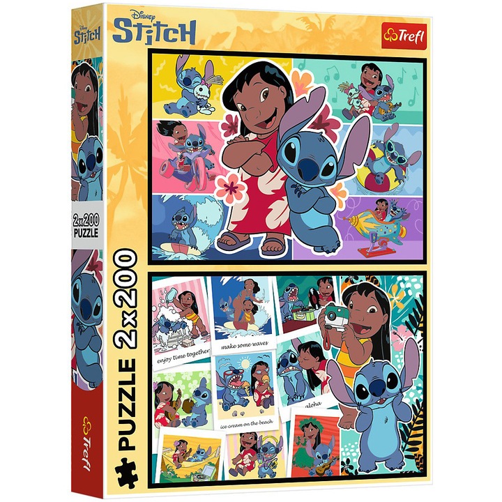 Пъзел Trefl 2 в 1, Disney Lilo & Stitch, Щастлив живот, 2x200 части