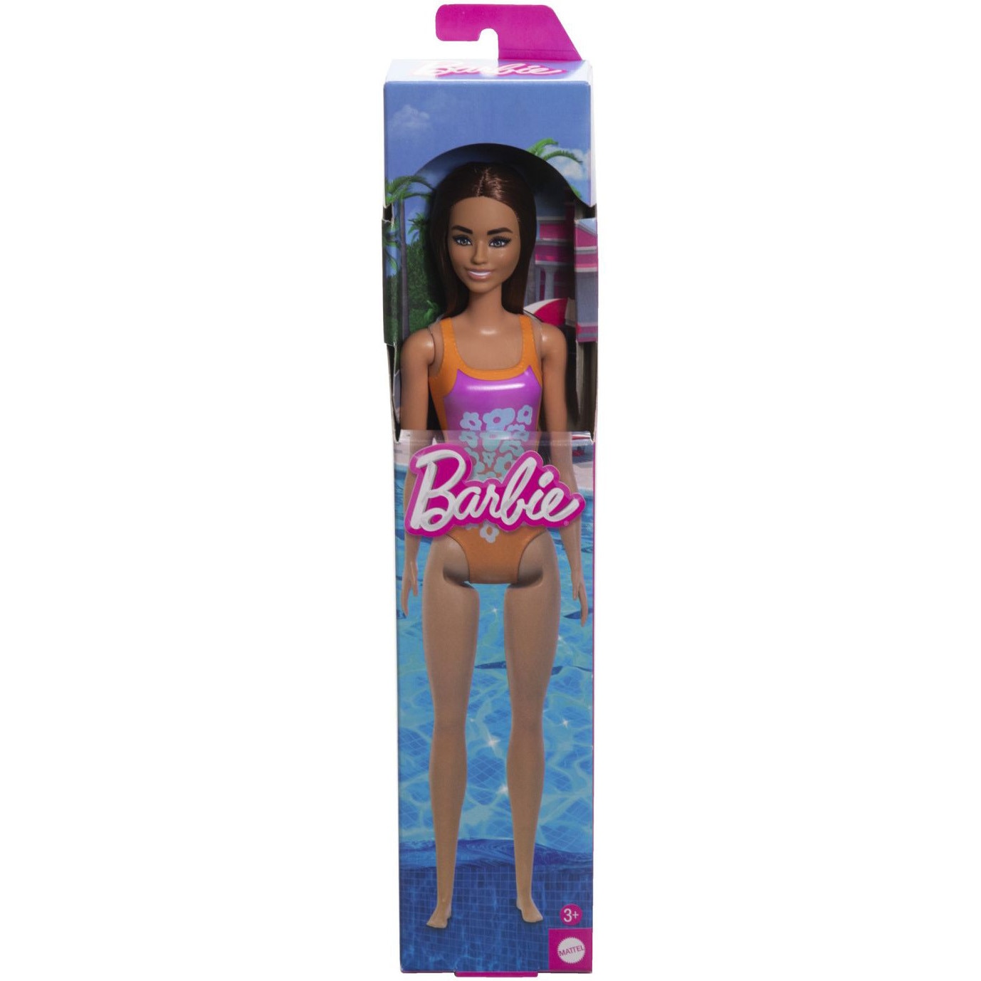 Papusa Barbie - O zi la plaja, costum de baie inflorat